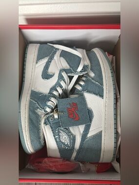 Nike Air Jordan 1 Mid White and Faded Denim Blue